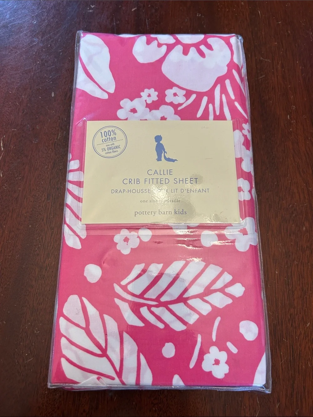 Pottery Barn Kids Pink & White Floral Fitted Crib Sheet - Callie Design NWT